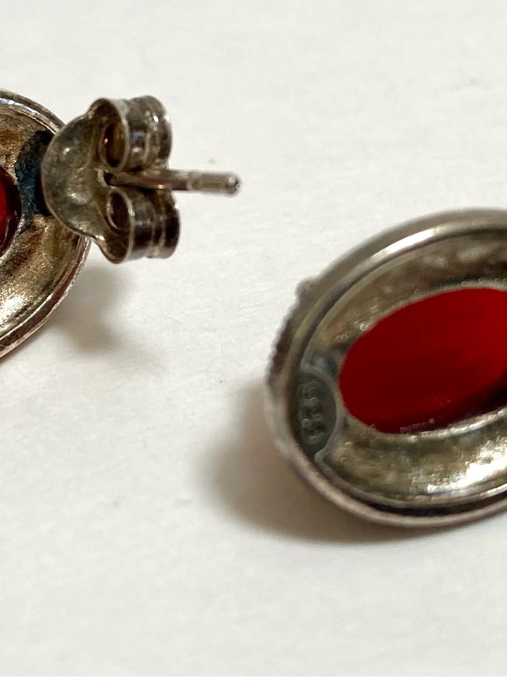 925 Sterling Silver Carnelian & Marcasite Jewelry Set